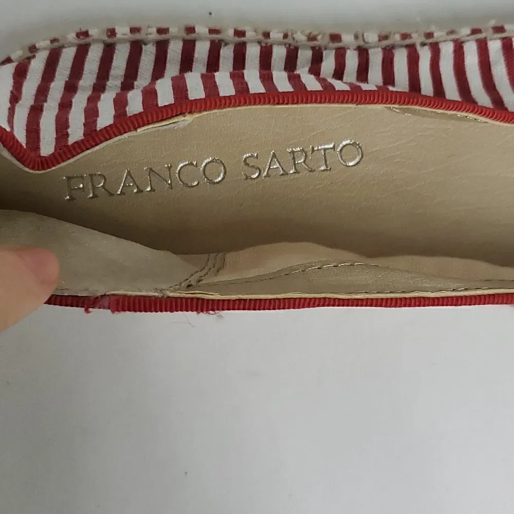 Franco Sarto Adele Red & White Espadrille Flats Women's Size 9.5M